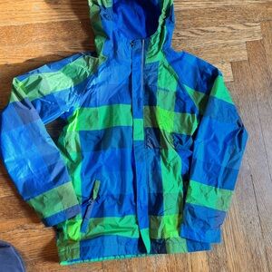 Columbia Kids Blue and Green Raincoat, 10-13